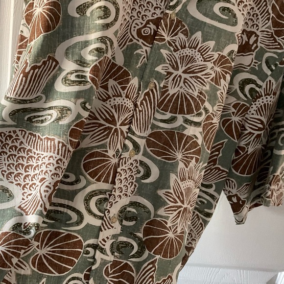 REYN SPOONER Green and Brown Floral Button Down HAWAIIAN SHIRT NEVER WORN 3X - Picture 4 of 11